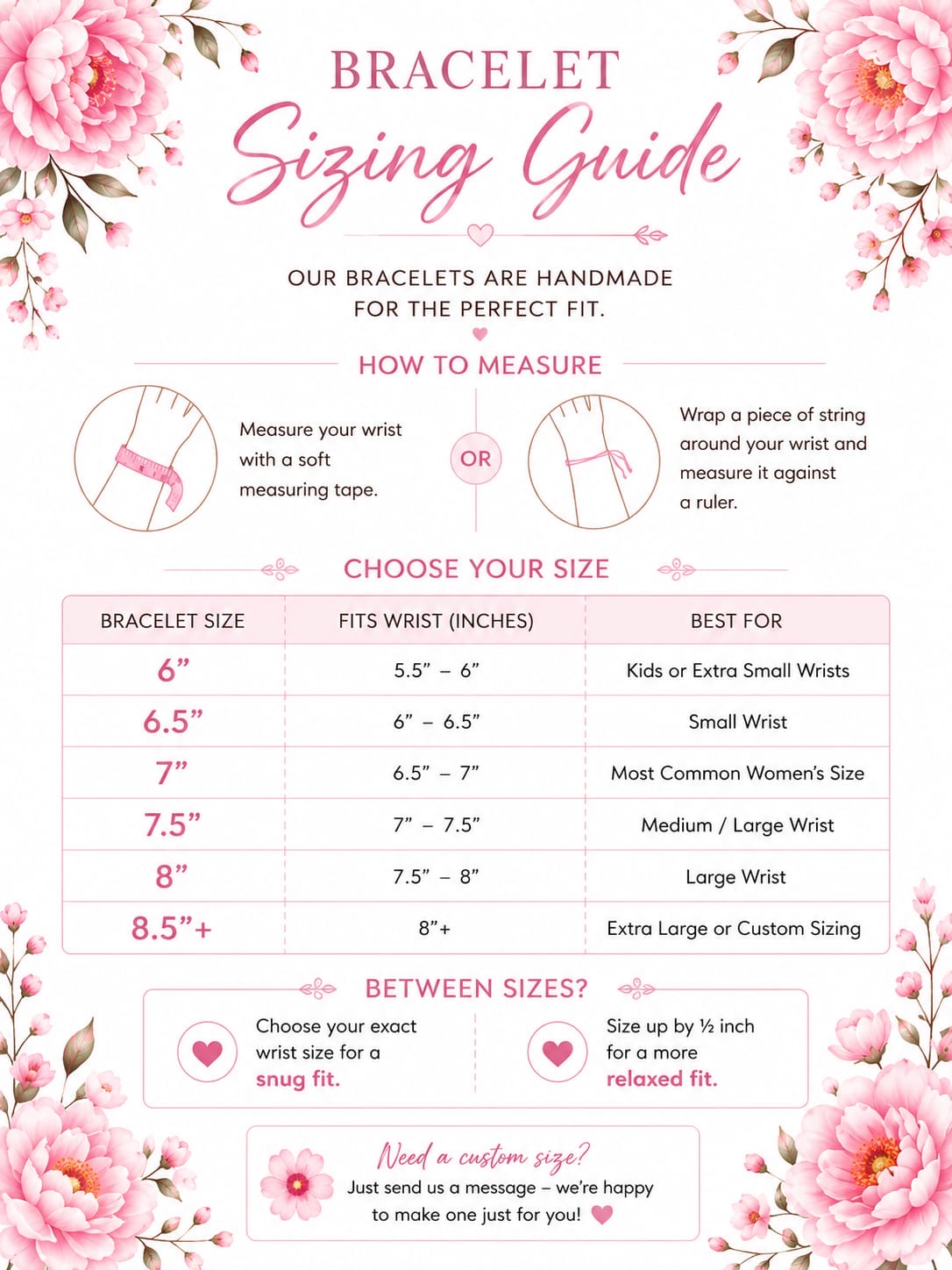 Bracelet size guide